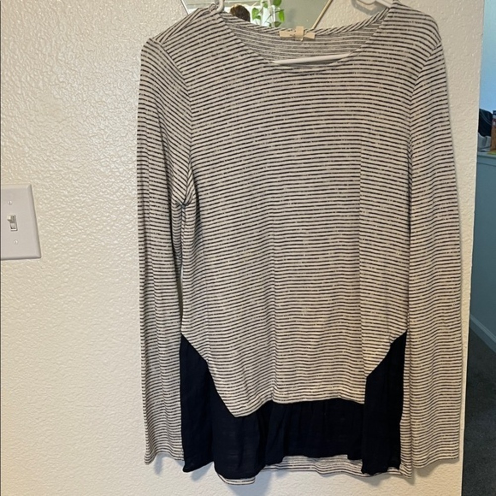 Mystree‎ navy and White Striped Blouse